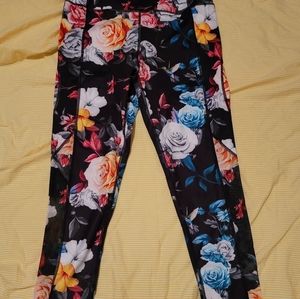 Dark floral mesh high rise leggings